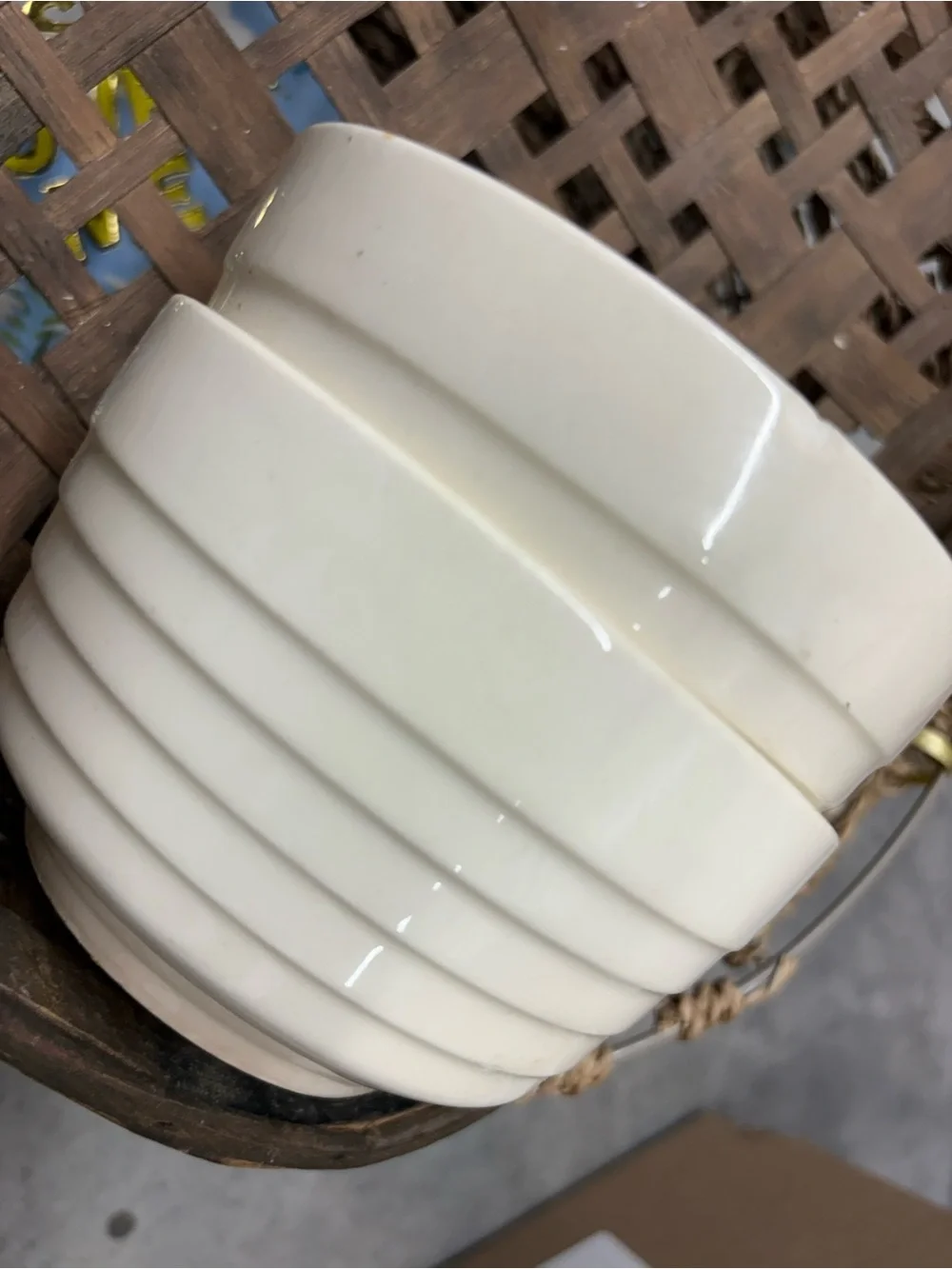 Stacked Cream Ceramic Bowls - Set of 2